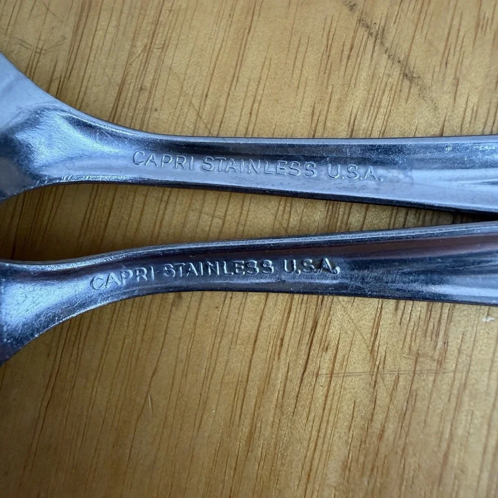 Capri Stainless 2 Teaspoons CAP1 Pattern USA 5 7/8